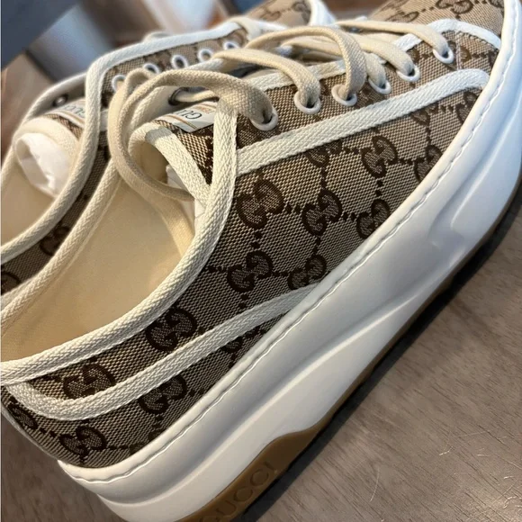 Gucci Tan Monogram Canvas Sneakers - Picture 4 of 10